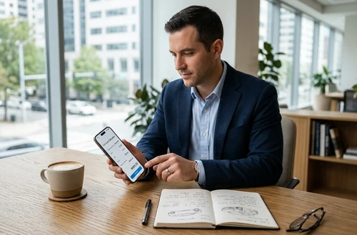 Meridian loan advisor reviewing documents with client